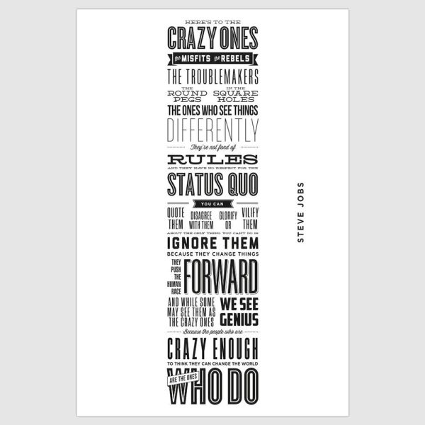 Steve Jobs- Heres to the crazy ones Inspirational Poster (12 x 18 inch)