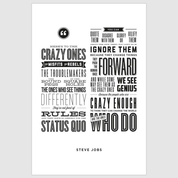 Steve Jobs- Heres to the crazy ones Inspirational Poster (12 x 18 inch)