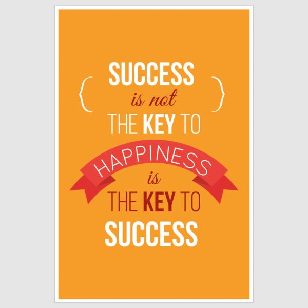 Happiness Is The Key to Success Inspirational Poster (12 x 18 inch)