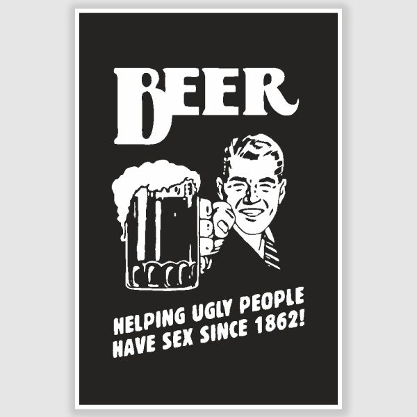 Beer Cartoon Funny Poster (12 x 18 inch)