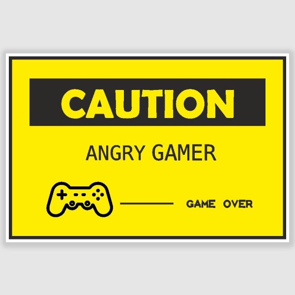 Caution Angry Gamer Funny Poster (12 x 18 inch)