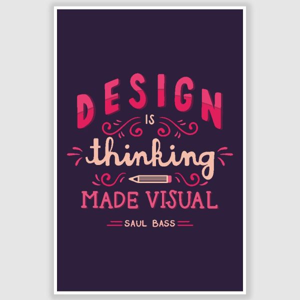 Design Is Thinking Inspirational Poster (12 x 18 inch)