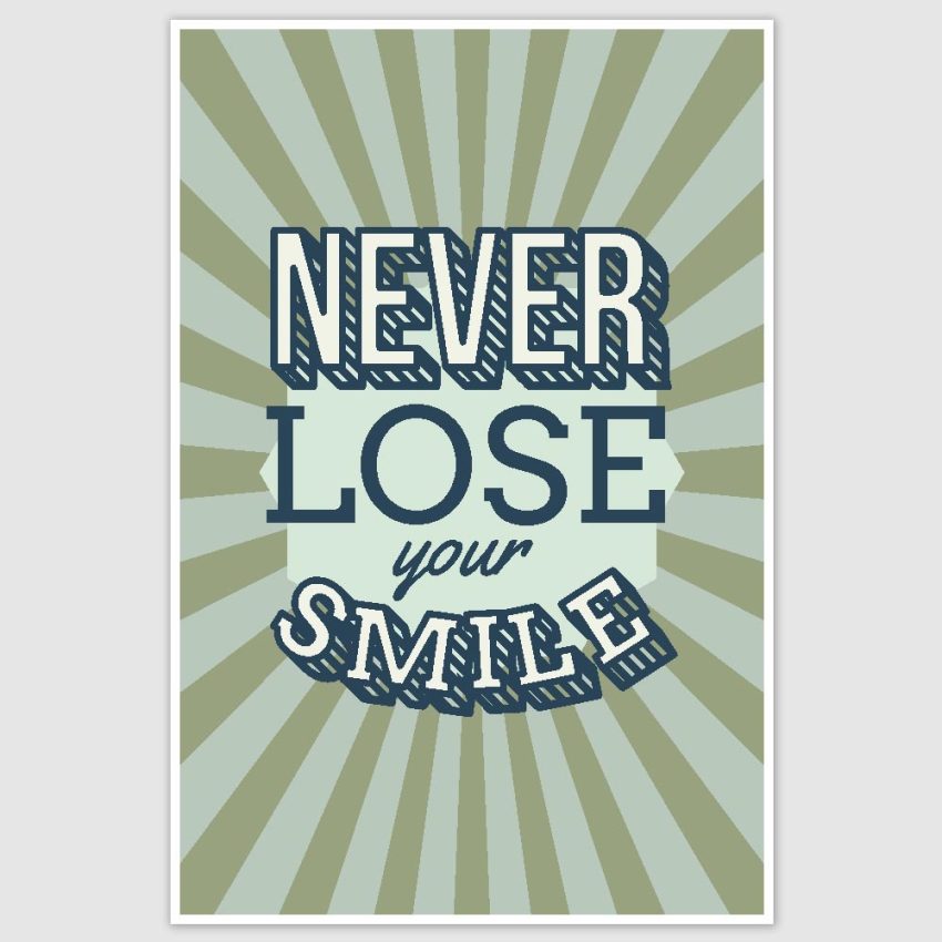 Never Lose Your Smile Inspirational Poster (12 x 18 inch)