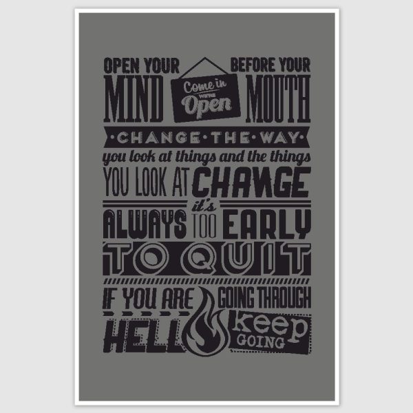 Open Your Mind Change The Way Motivational Quotes Retro Poster (12 x 18 inch)