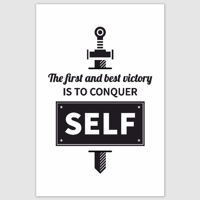 Conquer Your Self Inspirational Poster (12 x 18 inch)