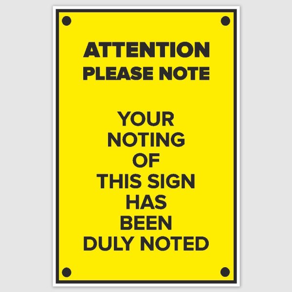 Attention Please Note Funny Poster (12 x 18 inch)