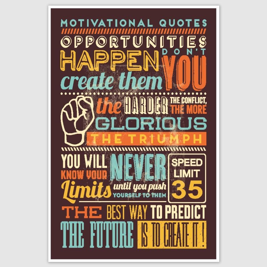 Inspirational Quotes Colorful Poster (12 x 18 inch)