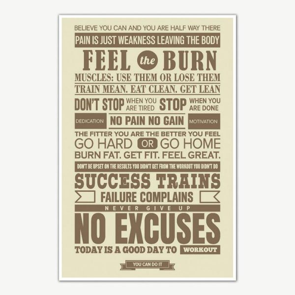 Never Give Up Gym Quotes Poster Art