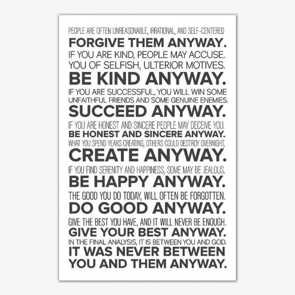 Mother Teresa Do It Anyway Quote Poster Art