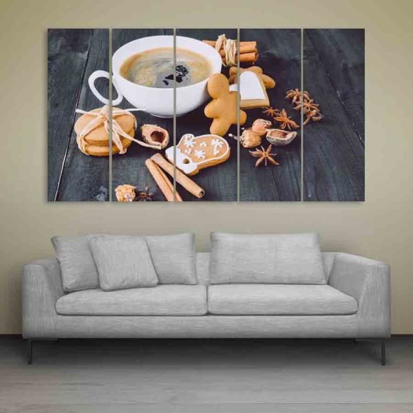 Multiple Frames Beautiful Coffee Cup Wall Painting (150cm X 76cm)