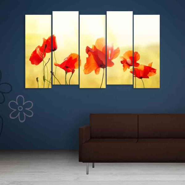 Multiple Frames Beautiful Flower Wall Painting (150cm X 76cm)