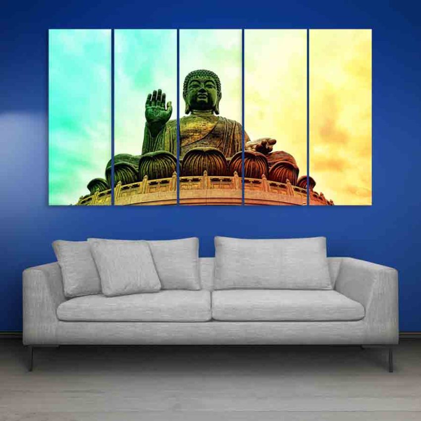 Multiple Frames Buddha Beautiful Wall Painting (150cm X 76cm)