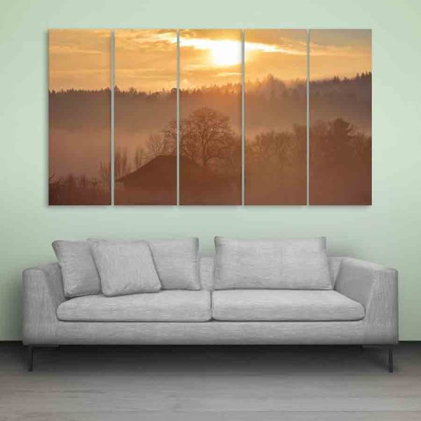 Multiple Frames Beautiful Landscape Wall Painting (150cm X 76cm)