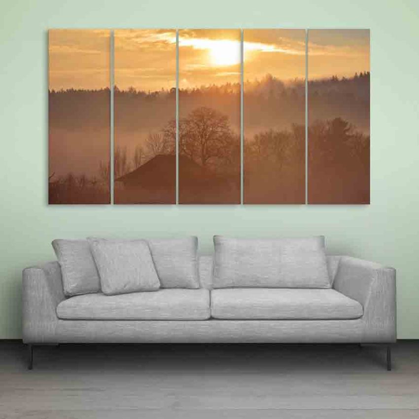 Multiple Frames Beautiful Landscape Wall Painting (150cm X 76cm)