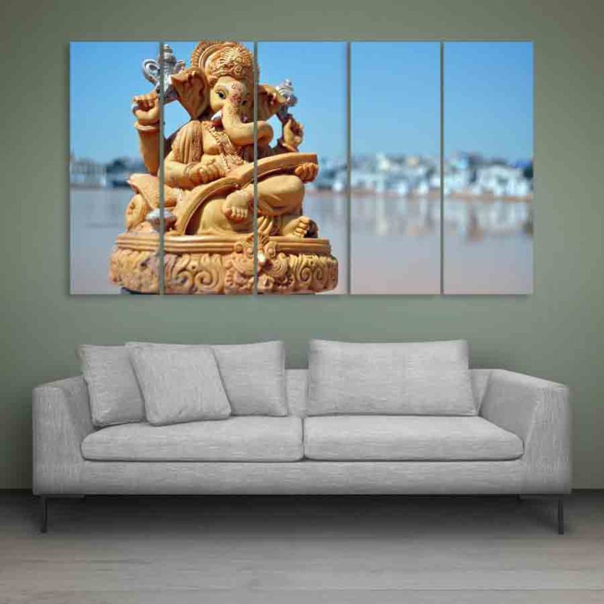 Multiple Frames Lord Ganesha Beautiful Wall Painting (150cm X 76cm)