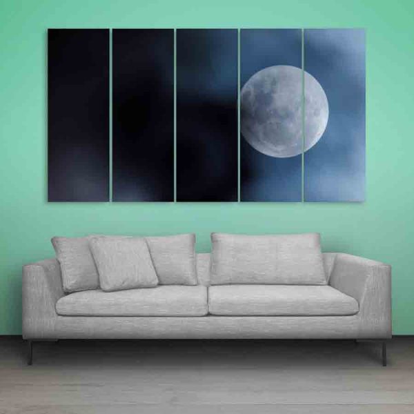 Multiple Frames Beautiful Moon Wall Painting (150cm X 76cm)