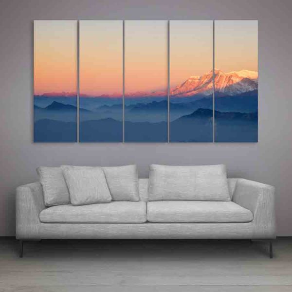 Multiple Frames Beautiful Mountain Peek Wall Painting (150cm X 76cm)