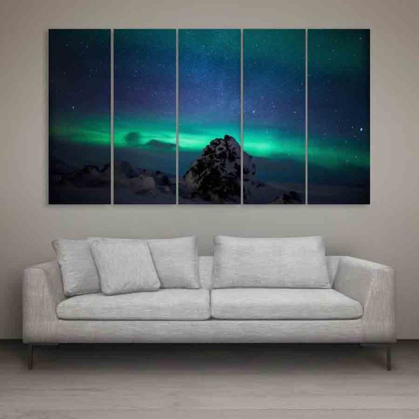 Multiple Frames Beautiful Northern Lights Wall Painting (150cm X 76cm)