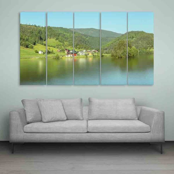 Multiple Frames Beautiful Lake Wall Painting (150cm X 76cm)