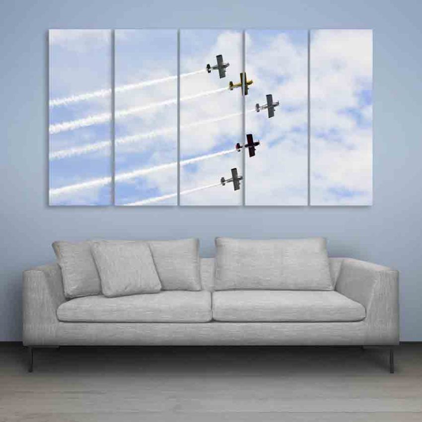 Multiple Frames Beautiful Planes Wall Painting (150cm X 76cm)