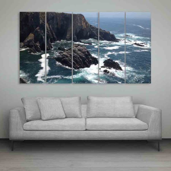 Multiple Frames Beautiful Sea Rocks Wall Painting (150cm X 76cm)