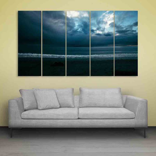 Multiple Frames Beautiful Sea Shore Wall Painting (150cm X 76cm)