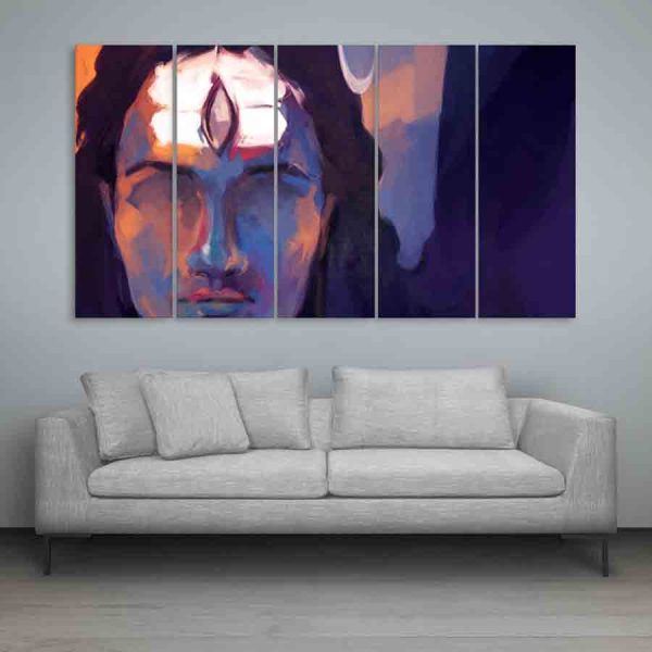 Multiple Frames Lord Shiva Wall Painting (150cm X 76cm)