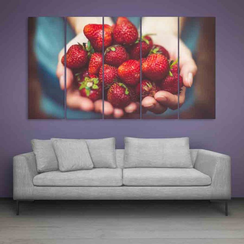 Multiple Frames Beautiful Strawberries Wall Painting (150cm X 76cm)