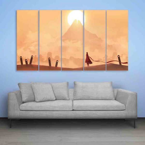 Multiple Frames Beautiful Sunrise Wall Painting (150cm X 76cm)