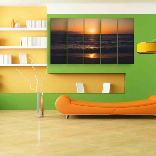 Multiple Frames Beautiful Sunrise Wall Painting (150cm X 76cm)