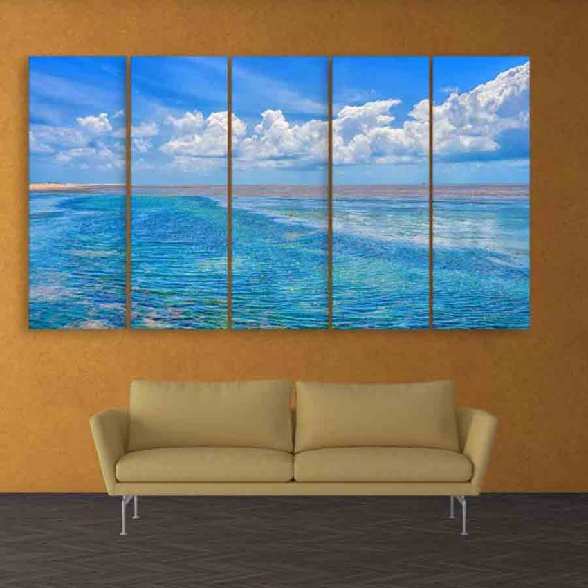 Multiple Frames Beautiful Beach Wall Painting (150cm X 76cm)