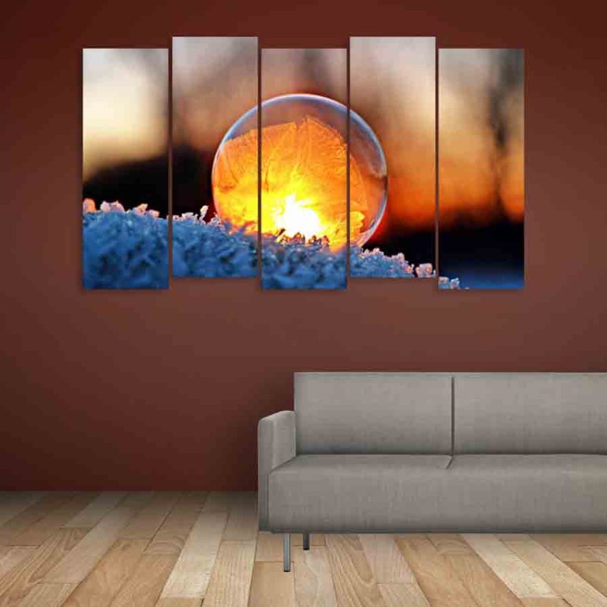 Multiple Frames Beautiful Leaf Wall Painting (150cm X 76cm)