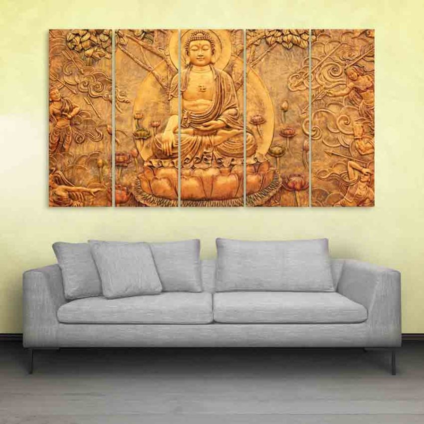 Multiple Frames Buddha Beautiful Wall Painting (150cm X 76cm)