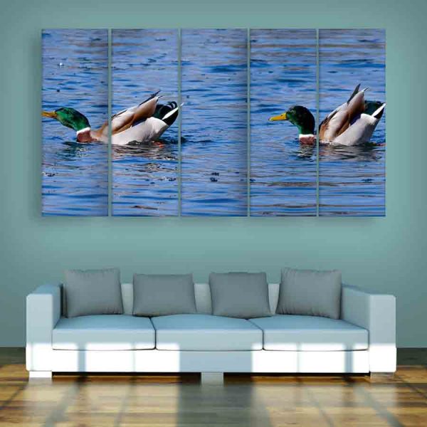 Multiple Frames Beautiful Ducks Wall Painting (150cm X 76cm)