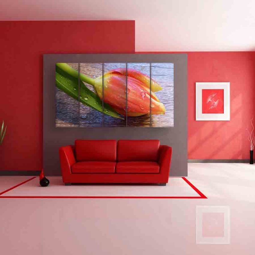 Multiple Frames Beautiful Flower Wall Painting (150cm X 76cm)