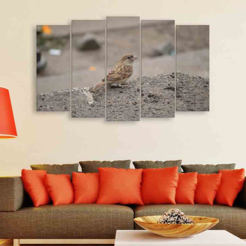 Multiple Frames Sparrow Wall Painting (150cm X 76cm)