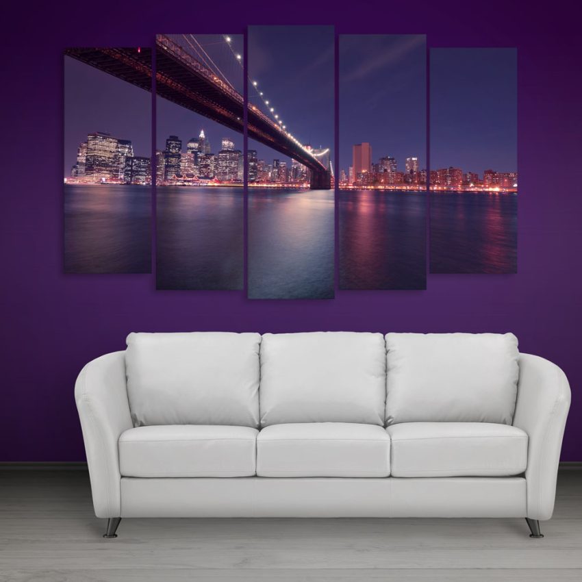 Multiple Frames Beautiful Brooklyn Bridge Wall Painting for Living Room