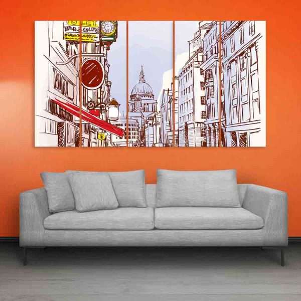 Multiple Frames London Art Wall Painting (150cm X 76cm)