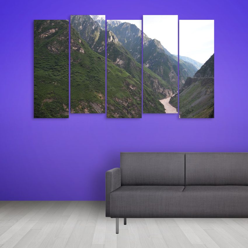 Multiple Frames Beautiful Hills Wall Painting for Living Room