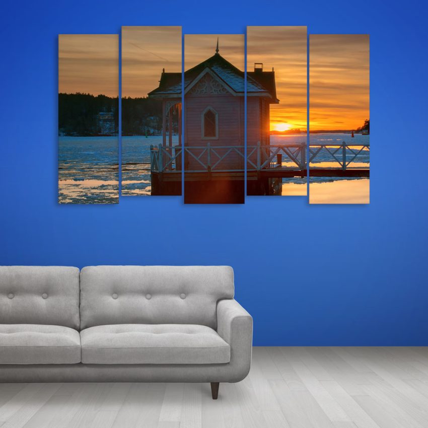 Multiple Frames Beautiful Lake Wall Painting for Living Room