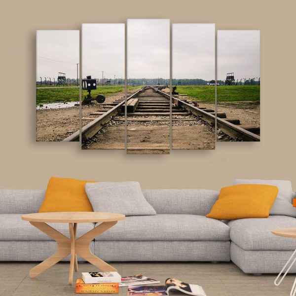 Multiple Frames Beautiful Train Tracks Wall Painting for Living Room