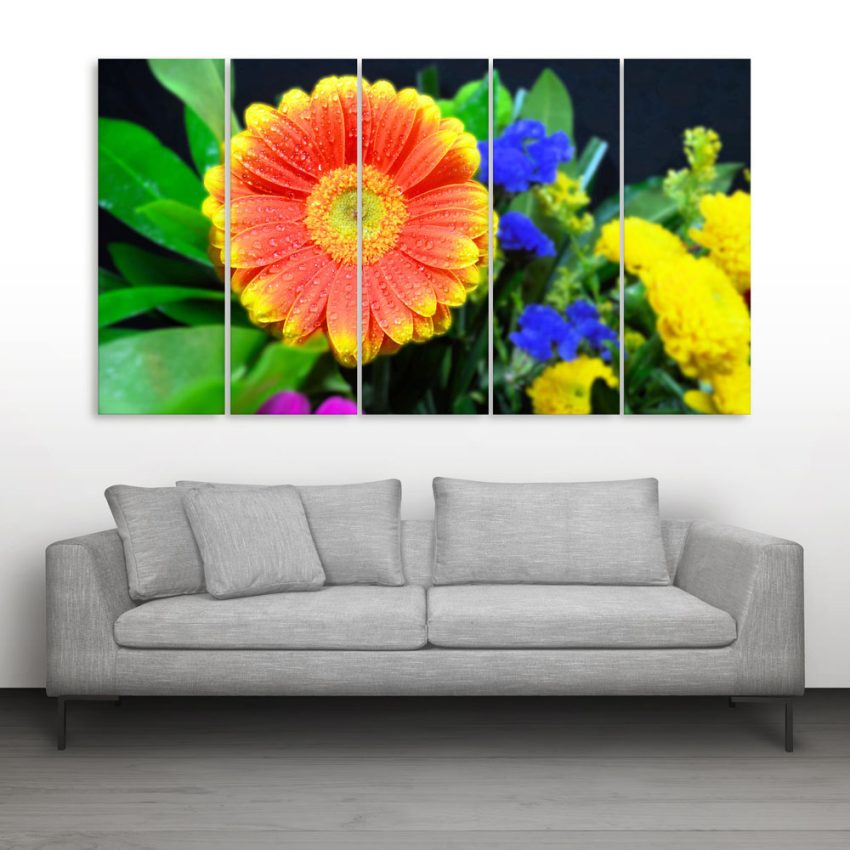 Multiple Frames Beautiful Flower Wall Painting for Living Room