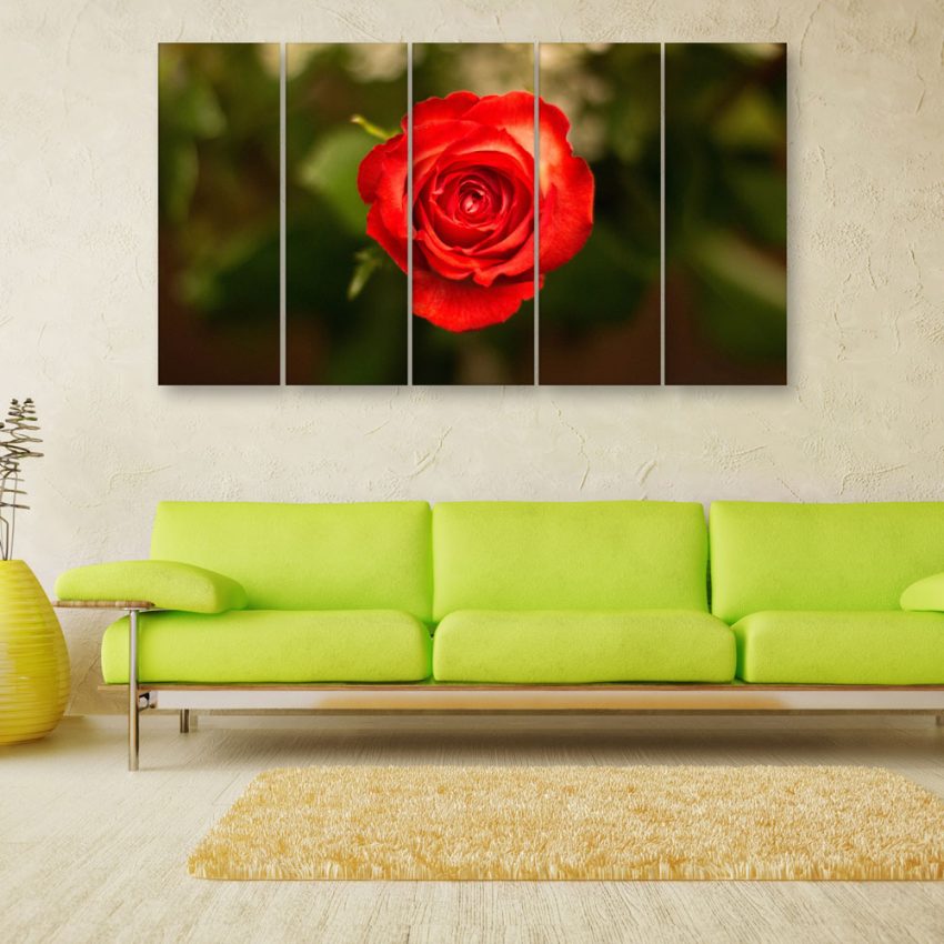 Multiple Frames Beautiful Red Rose Wall Painting for Living Room