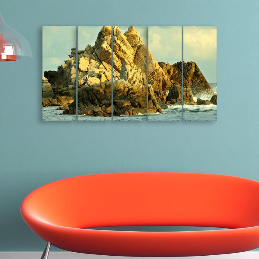 Multiple Frames Beautiful Rocks Wall Painting for Living Room