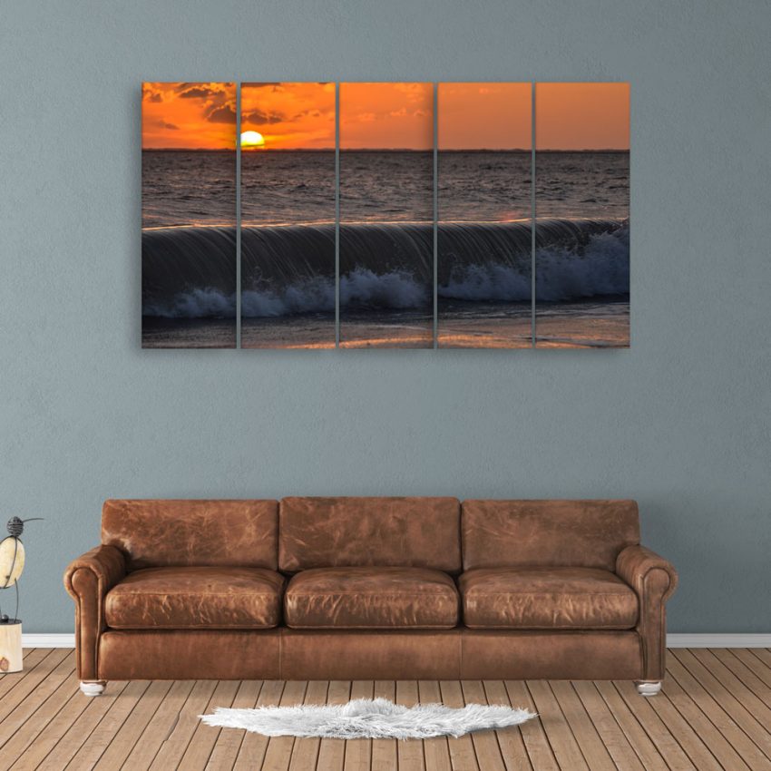 Multiple Frames Beautiful Sunset Wall Painting for Living Room