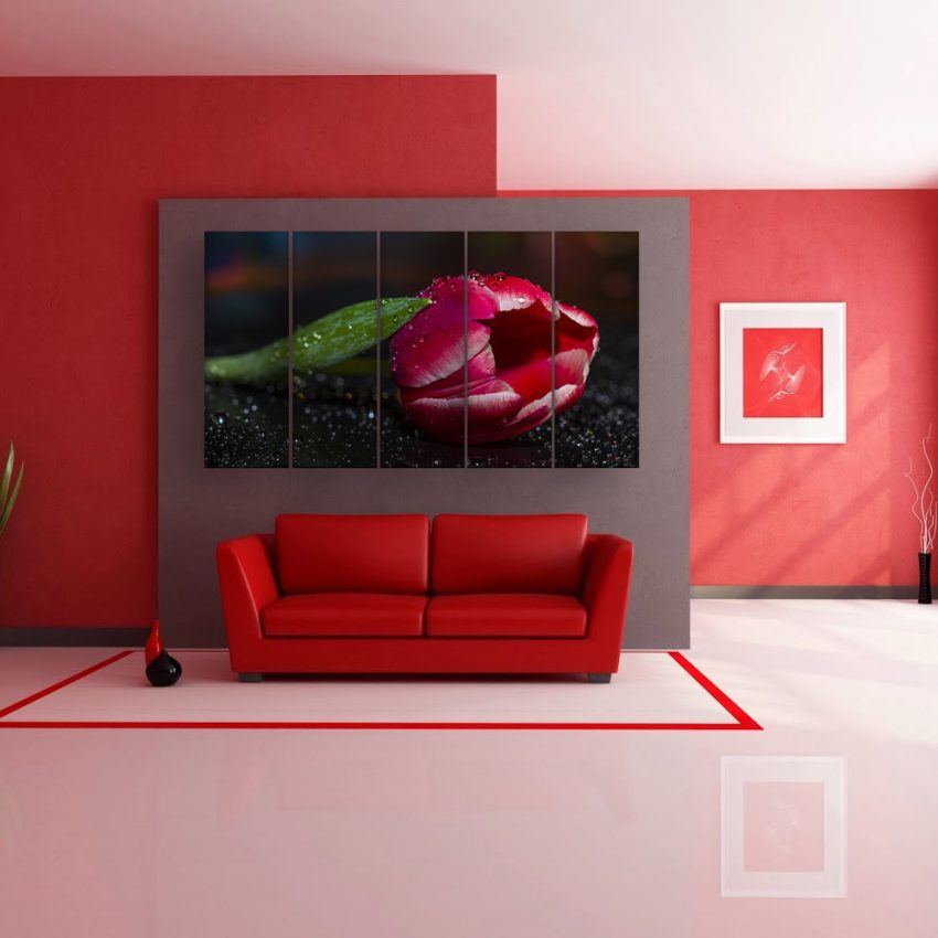 Multiple Frames Beautiful Flower Wall Painting for Living Room