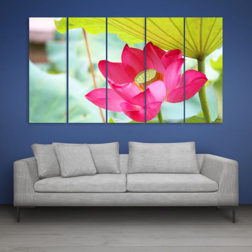 Multiple Frames Beautiful Lotus Flower Wall Painting for Living Room