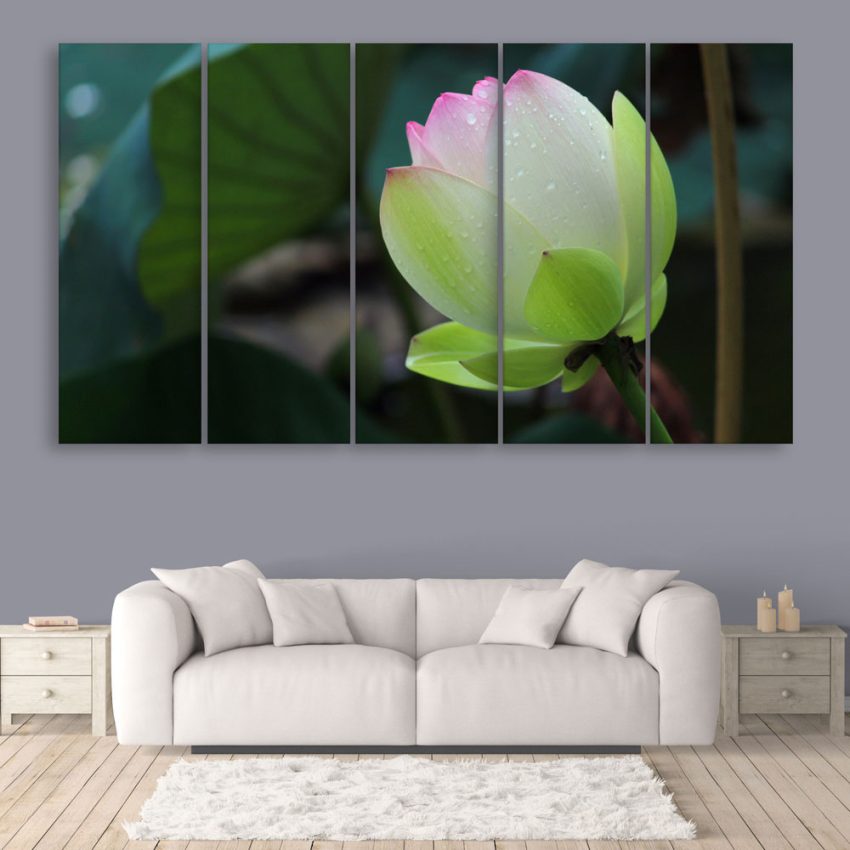 Multiple Frames Beautiful Lotus Flower Wall Painting for Living Room