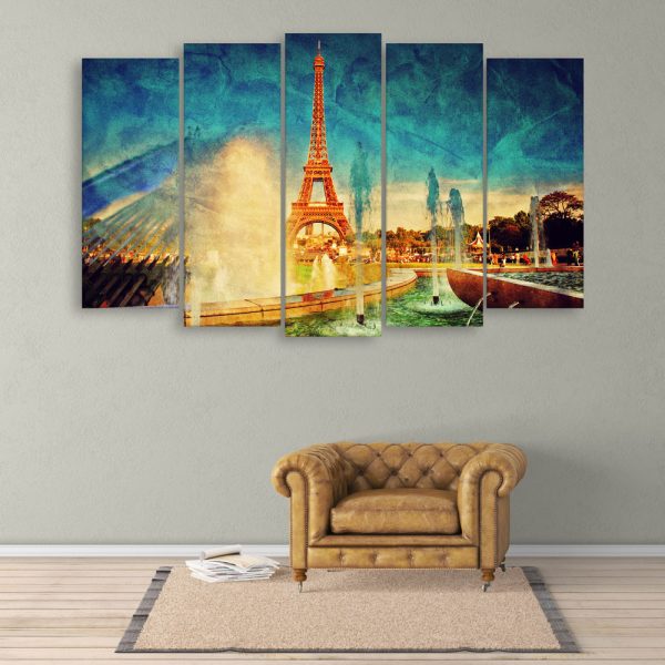 Multiple Frames Beautiful Eiffel Tower Wall Painting for Living Room