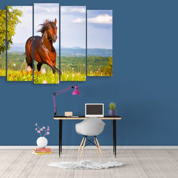 Multiple Frames Beautiful Running Horse Wall Painting for Living Room